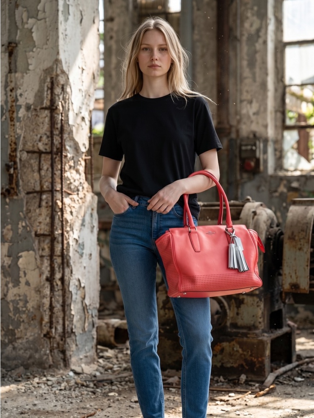 Coach Legacy Perforated Leather Candace Tote & Wallet Set- Rare Watermelon Coral - Picture 15 of 15